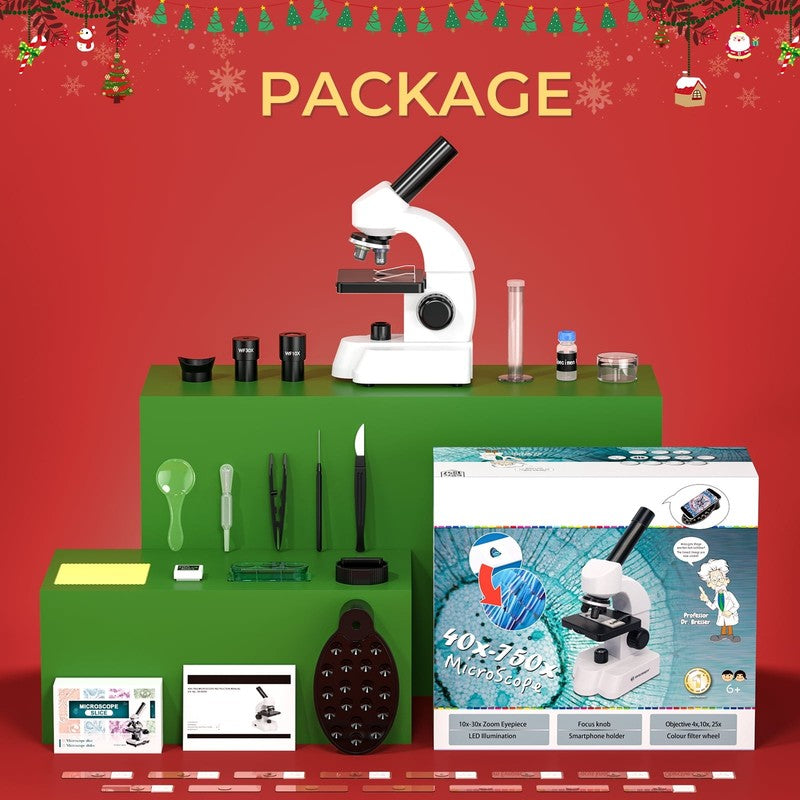 Student Compound Microscope for Kids w/ Slides Kit & Smartphone Adapter2