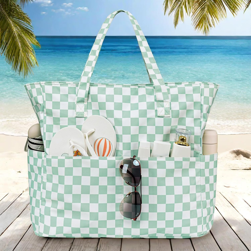 Waterproof Beach Bag Large Women Sandproof Tote Zipper Wet Pocket Travel7