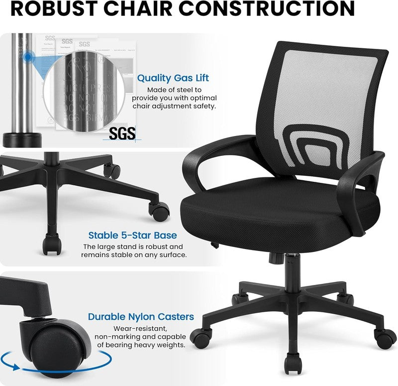 2-Pack Ergonomic Mid Back Mesh Office Chairs with Lumbar Support - Black6