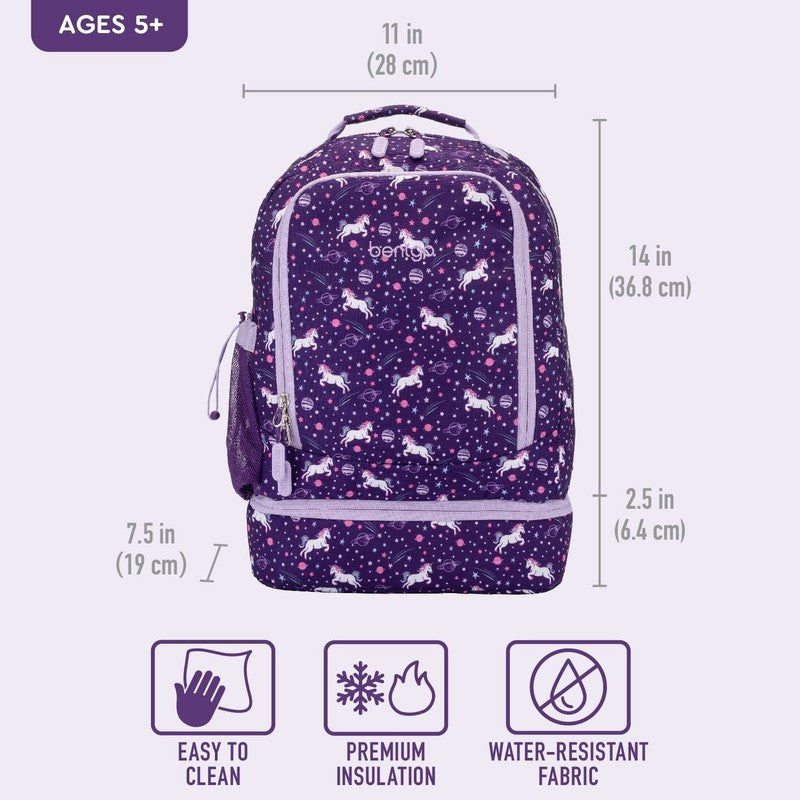 Kids Prints Unicorn Backpack W/ Lunch Box Purple (BGBKPAK UNI)4