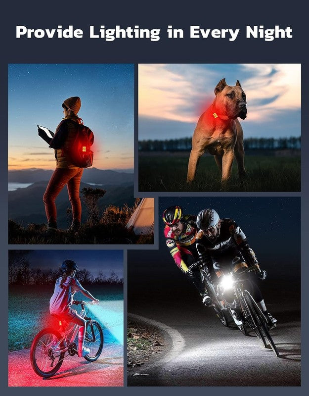 USB Rechargeable Bike Lights Front & Rear IP65 Waterproof 4+6 Modes 2 Set5