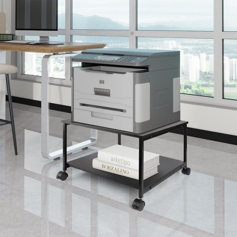 2 Tier under Desk Printer Stand W/Storage   19.5X19.5X12.8''Heavy Duty Rolling C5