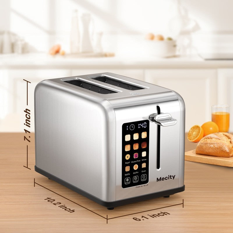 2 Slice Touchscreen Toaster, Stainless Steel, 6 Shade Settings, Reheat, Cancel, 9