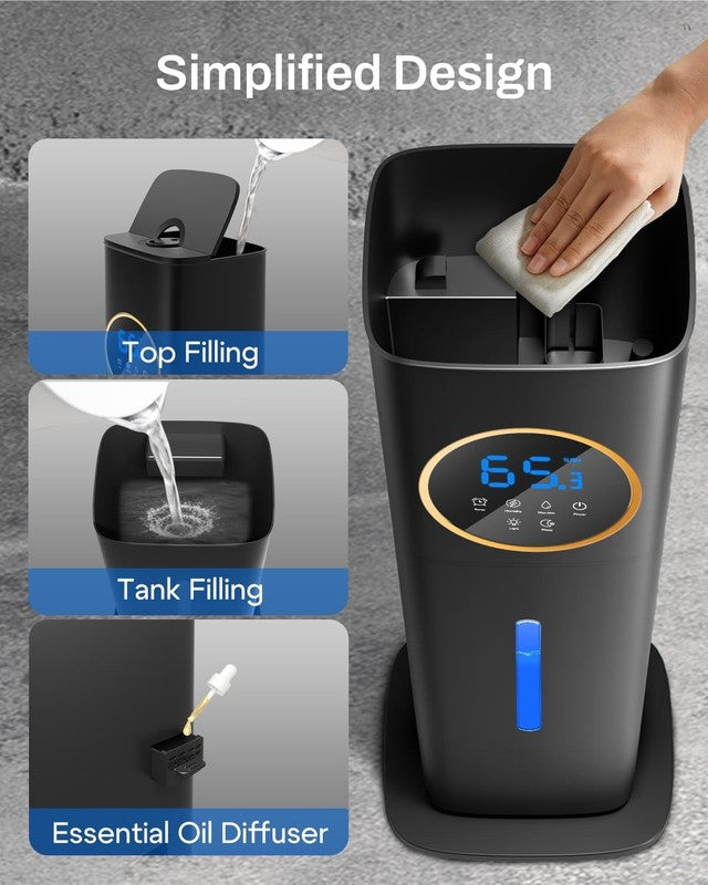 8L Cool Mist Humidifier Large Room Top Fill Night Light Essential Oil Black6