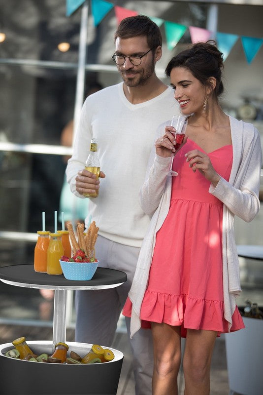 Modern 2-in-1 Cooler & Side Table Outdoor Patio Bar Gray10