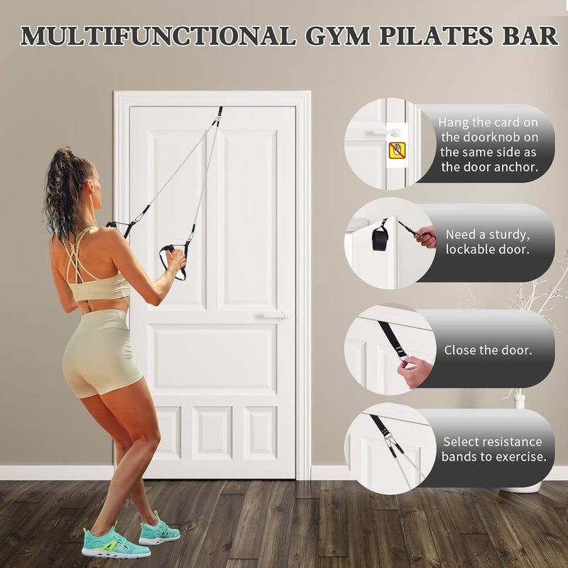 Pilates Bar Kit w/ Stackable Resistance Bands Full Body Home Gym Workout6