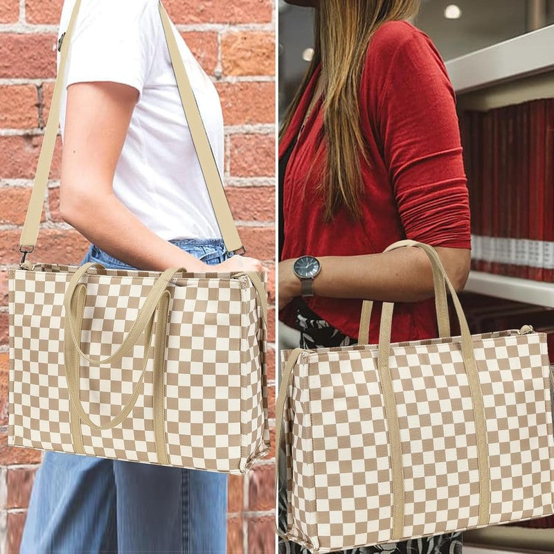 15.6" Laptop Tote Bag for Women Canvas Work Shoulder Messenger Briefc8