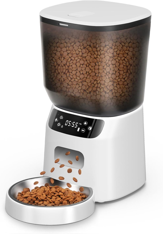Automatic Cat Feeder with Stainless Steel Bowl, Food Dispenser 6 Meals Daily7
