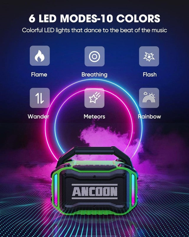 80W Bluetooth Speaker, Loud Bass, IPX6 Waterproof, 20H Playtime, TWS, Green5