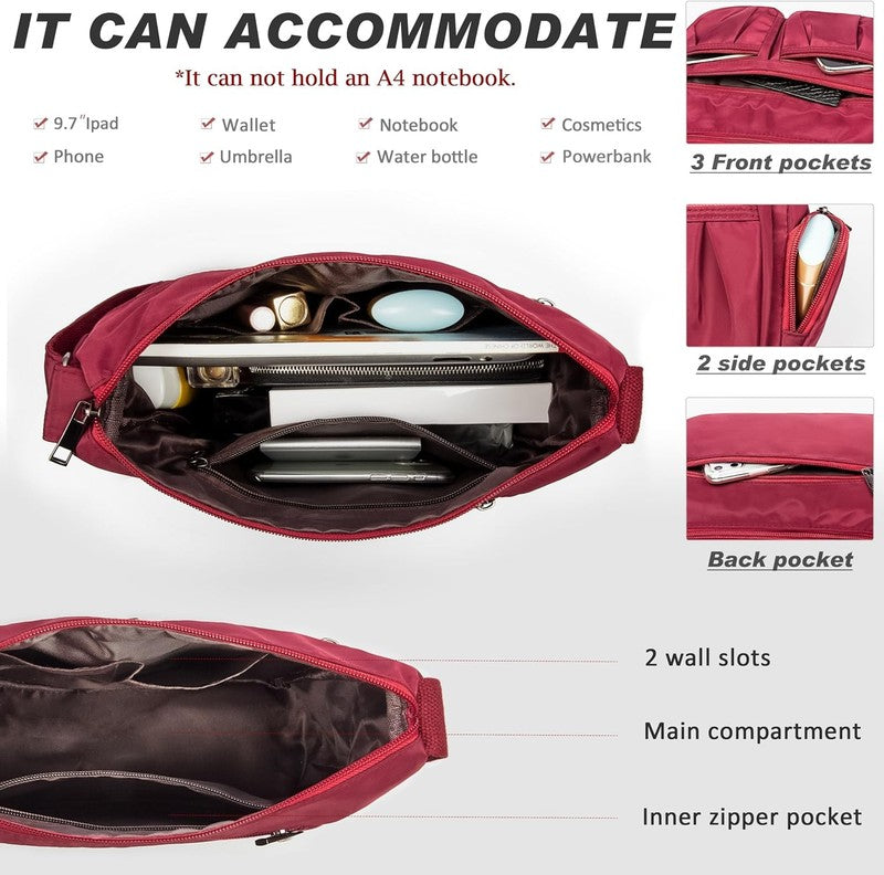 Women Crossbody Bag Waterproof Nylon Lightweight Shoulder Travel Purse Handbag4