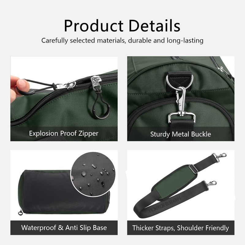 Gym Bag Unisex Duffel Shoe Compartment Wet Pocket Travel Sports Green M6