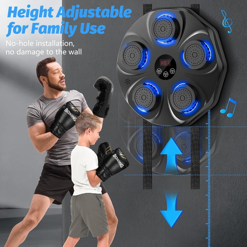 Music Boxing Machine Wall Mount Punch Trainer w Gloves 9 Modes 9 Speeds6