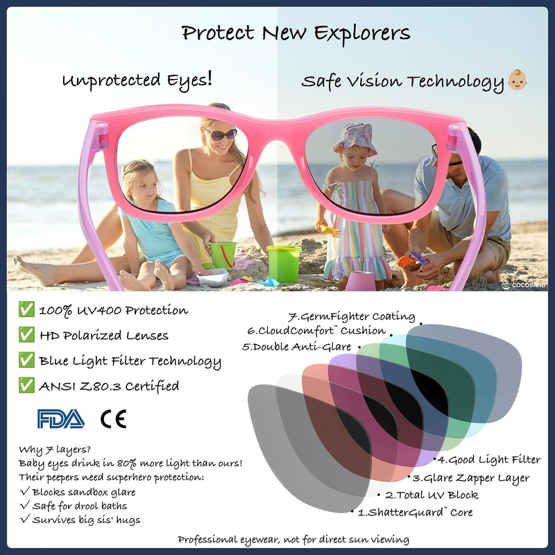 Polarized Baby Sunglasses UV400 Flexible Strap Infant Toddler 0 24M2
