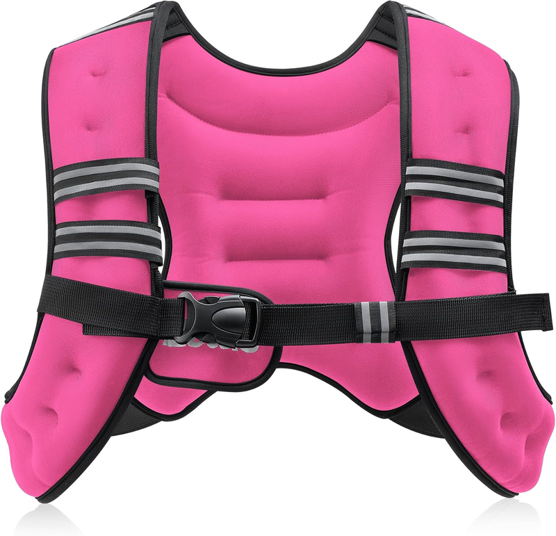 Weighted Vest 12Lb Reflective Stripe Workout Strength Training Fitness Pink10
