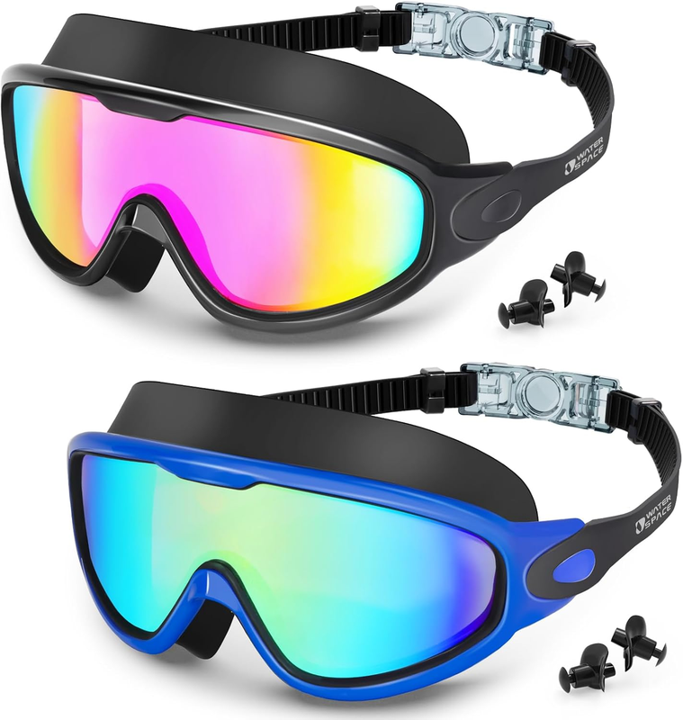 Men Women Swim Goggles 2 Pack Anti Fog 180° Wide View Pool Swim Gear7
