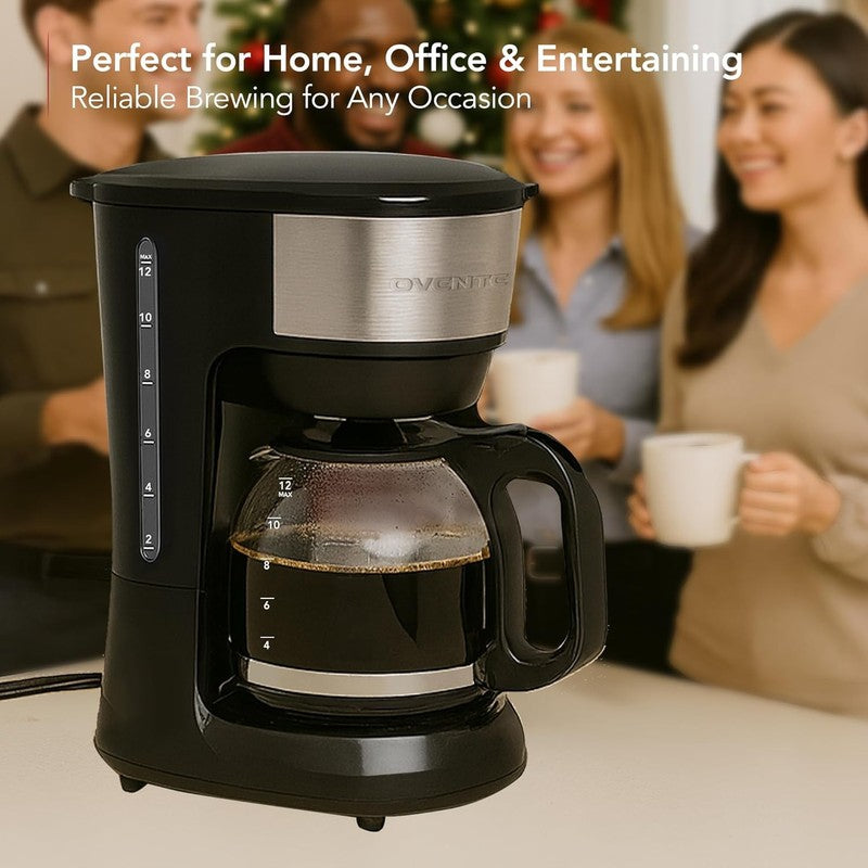 12-Cup Drip Coffee Maker Glass Carafe One-Touch Reusable Filter Black7