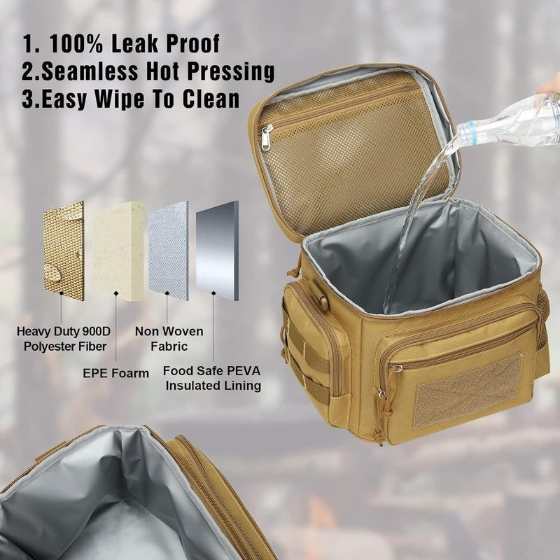 Tactical Lunch Box MOLLE Insulated Leakproof Cooler Bag Brown6