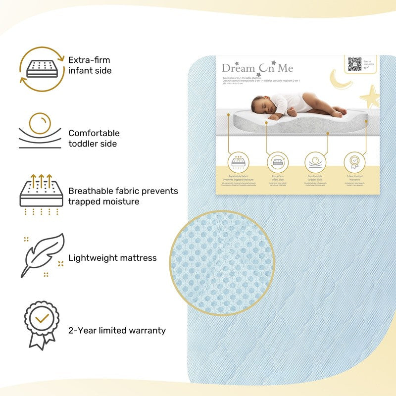 Rest EZ 2 in 1 Mini Crib Mattress, Blue1