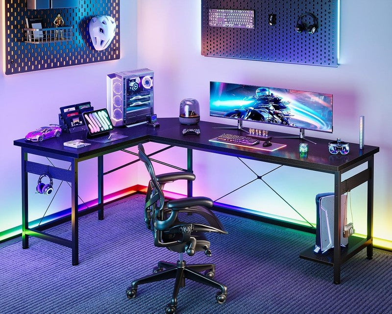 66'' L Shaped Gaming Desk Corner Computer Desk Home Office Writing Desk Black1