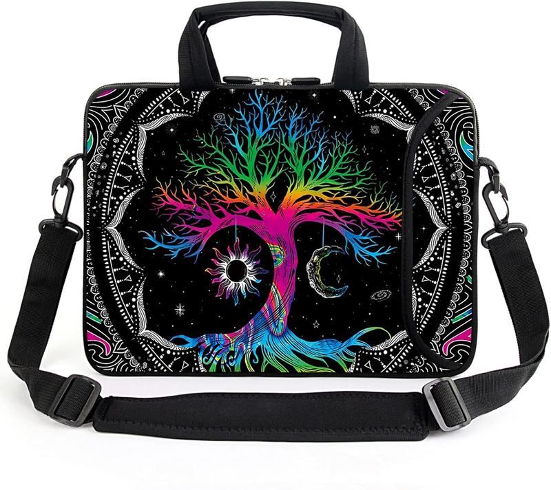 15.6 Laptop Sleeve Bag Colorful Tree Shoulder Strap Handle Accessory Pocket10