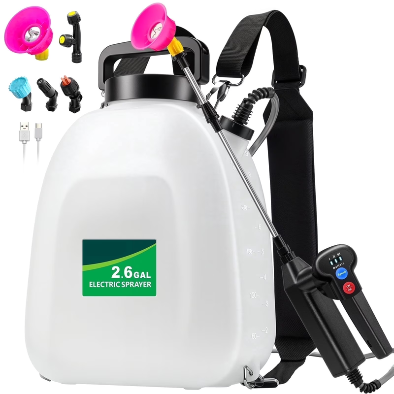 2.6 Gallon Battery Powered Backpack Sprayer Electric Garden Sprayer Adjustable N9