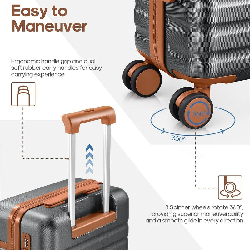 3 Piece Luggage Set 20" Carry On Spinner Hardside Suitcase w/ TSA Lock Grey2