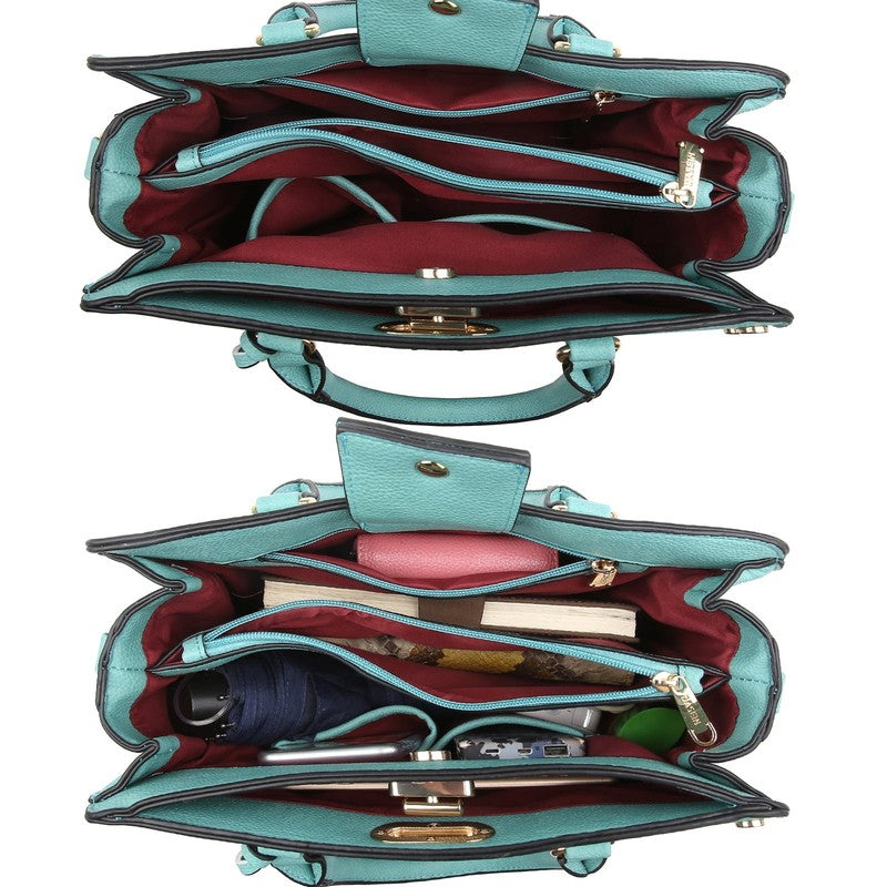 Women Satchel Handbag Shoulder Tote Work Bag with Matching Wallet4