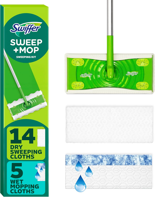 2 in 1 Sweeper Kit for Dry & Wet Floor Cleaning with Cloths Included9
