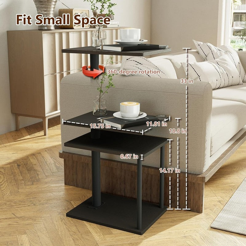 Adjustable Swivel C Side Table with Shelf for Couch Recliner Bed Small Spaces2