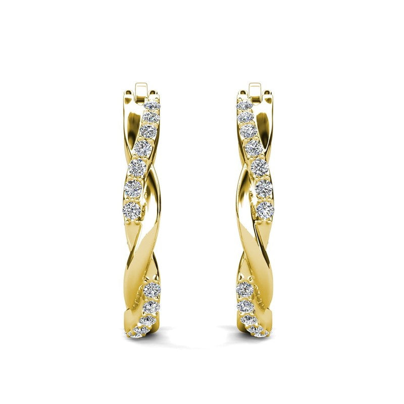 Lauren 18K Yellow Gold Plated 22Mm Hoop Earrings with Crystals for Women7