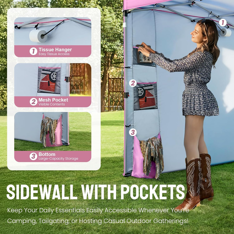 Crown Shades 10x10 Outdoor Pop Up Canopy Tent Easy Setup Sun Shelter Pink3