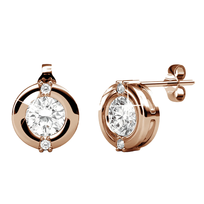 Zara 18K Rose Gold Plated Stud Earrings with Crystals Gift for Women0