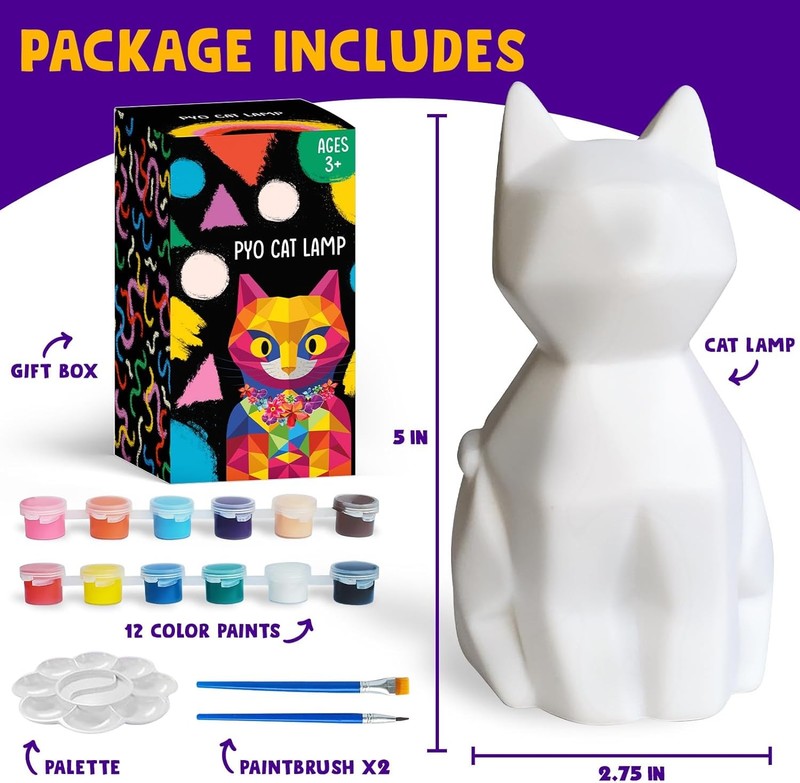 DIY Cat Lamp Painting Kit - Fun Arts & Crafts for Kids Ages 3-121