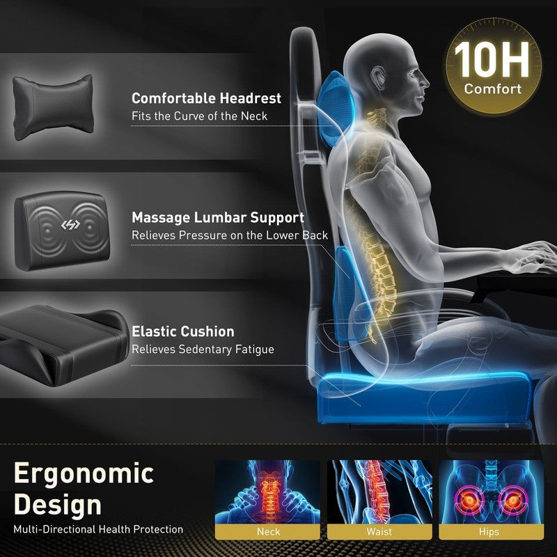 Gaming Chair with Pocket Spring Cushion, Gamer Chair with Lumbar Massage, Gaming2