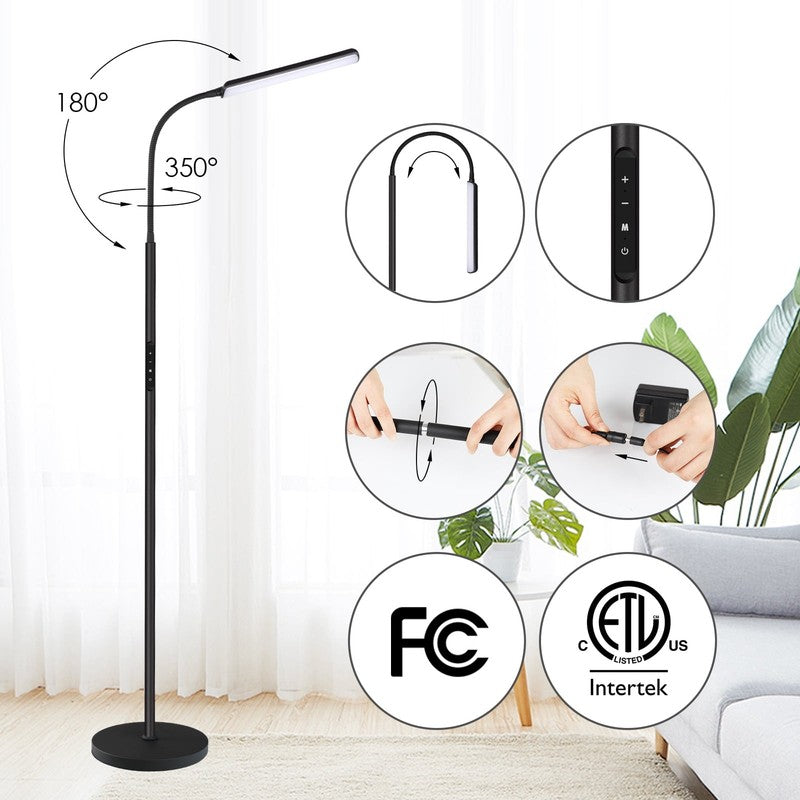 LED Dimmable Floor Lamp w/ Remote & Touch, 3 Colors, Black Modern Standing Lamp2