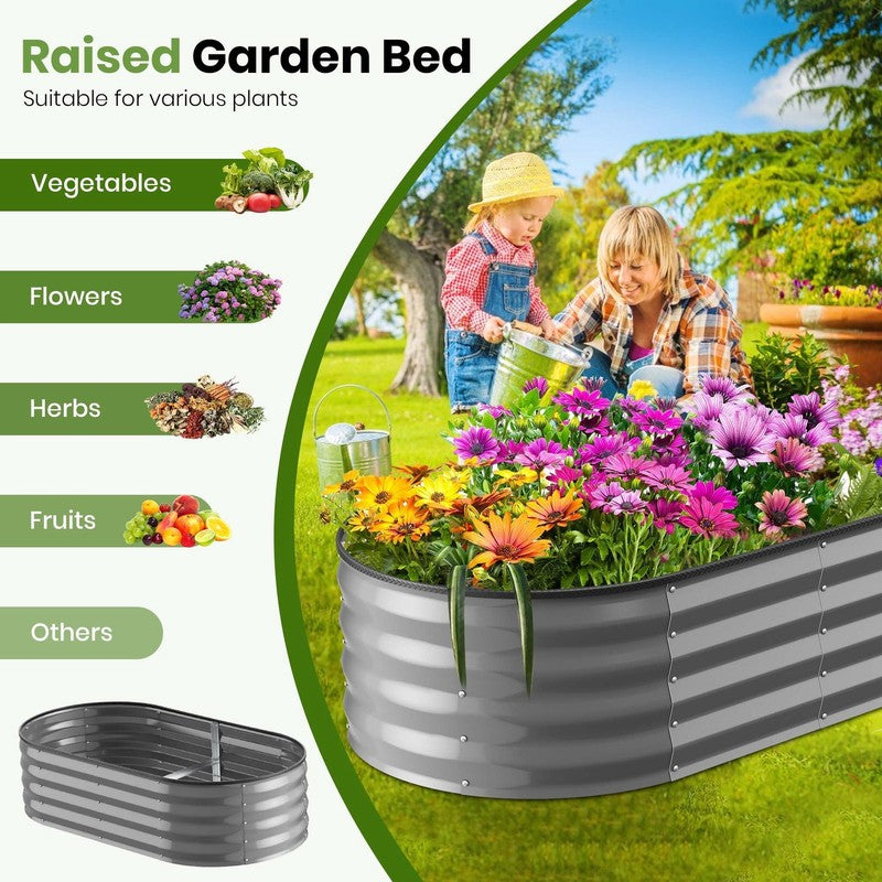 Galvanized Raised Garden Bed Outdoor, 4X2X1Ft Backyard Oval Metal Planter Box wi1