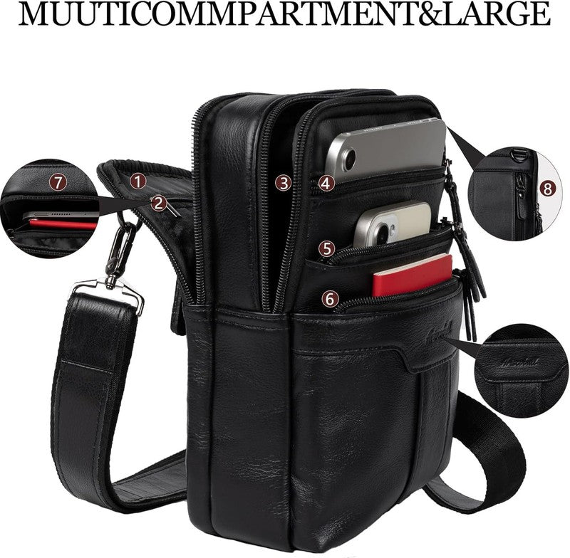 Leather Messenger Bag Men Small Sling Shoulder Crossbody Man Purse Pack2