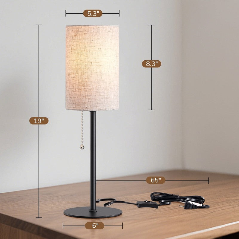 Set of 2 Modern Table Lamps w/ Pull Chain Switch for Bedroom & Living Room2