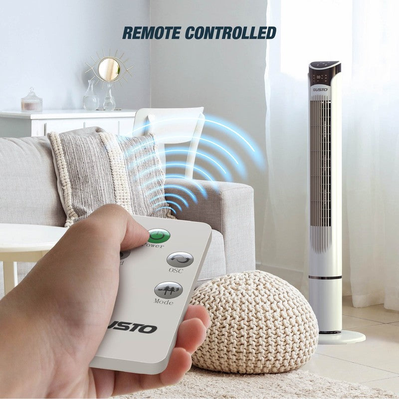 40" Smart Tower Fan, Bladeless Oscillating Standing Floor Fan with Remote, LED D6