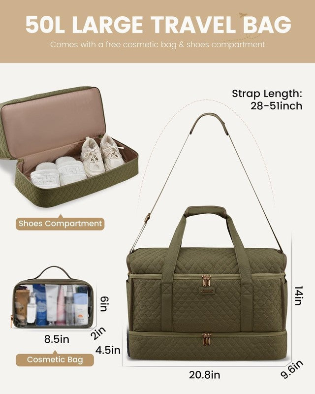 Large Women Weekender Duffle Bag Carry On Gym Travel w/ Shoe Compartment4