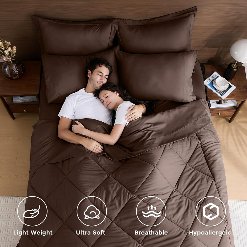 Brown Queen Comforter Set 7 Piece Bed in a Bag Ultra Soft  Pillowcases Shams Set1