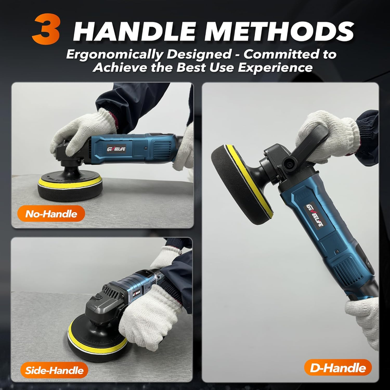 6/7" 1600W Car Buffer Polisher Waxer 7 Speed 1000 3500RPM Detachable Handle4