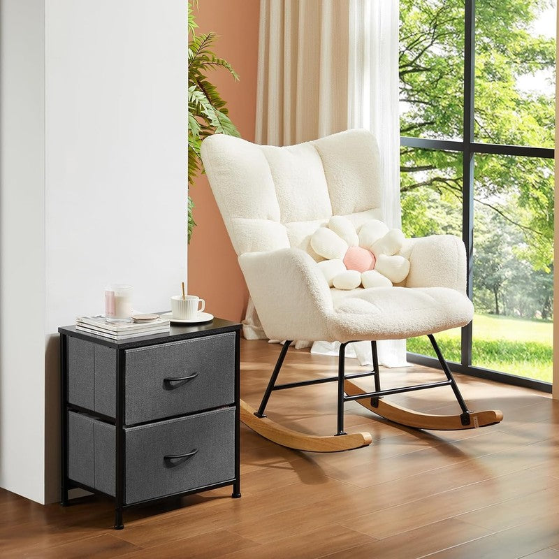 Nightstand Small Dresser with 2 Fabric Drawers, Bedside Storage Table, Grey7