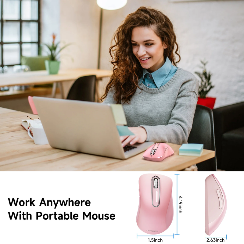 2.4GHz Wireless Mouse 1200 DPI 5 Button USB Receiver for PC Laptop Pink4