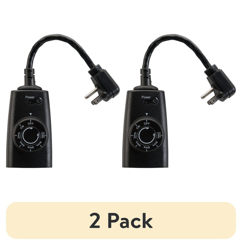 (2 Pack)  Outdoor Grounded Photocell Dusk to Dawn Timer Single Outlet, 10 Amps0
