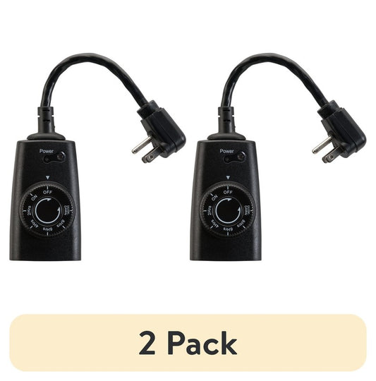 (2 Pack)  Outdoor Grounded Photocell Dusk to Dawn Timer Single Outlet, 10 Amps0