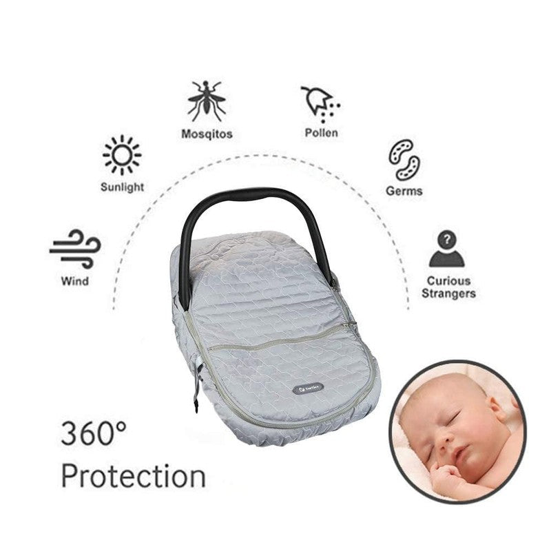 Winter Baby Car Seat Cover, Plush Fleece Canopy for Infants, Grey5