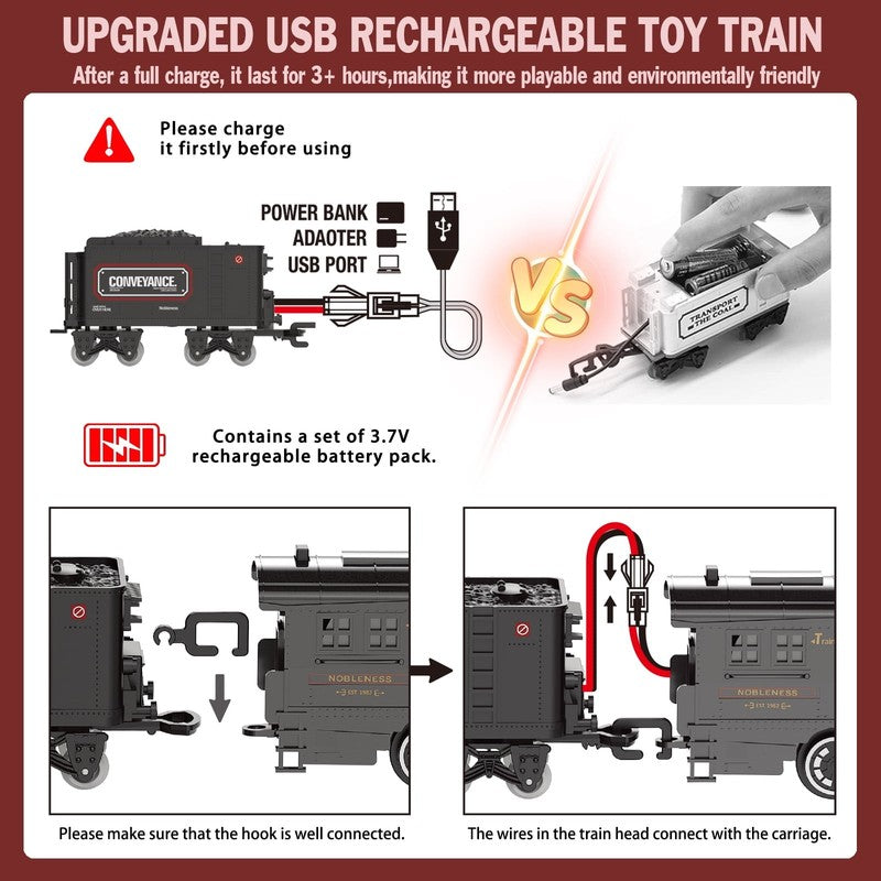 Electric Train Sets for Kids Metal Alloy Christmas Train Toys Steam Locomotive, 5