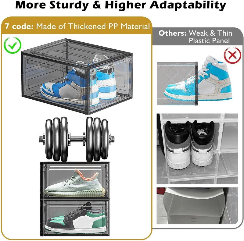 12 Pack Clear Stackable Shoe Boxes with Magnetic Door, Foldable, Black4
