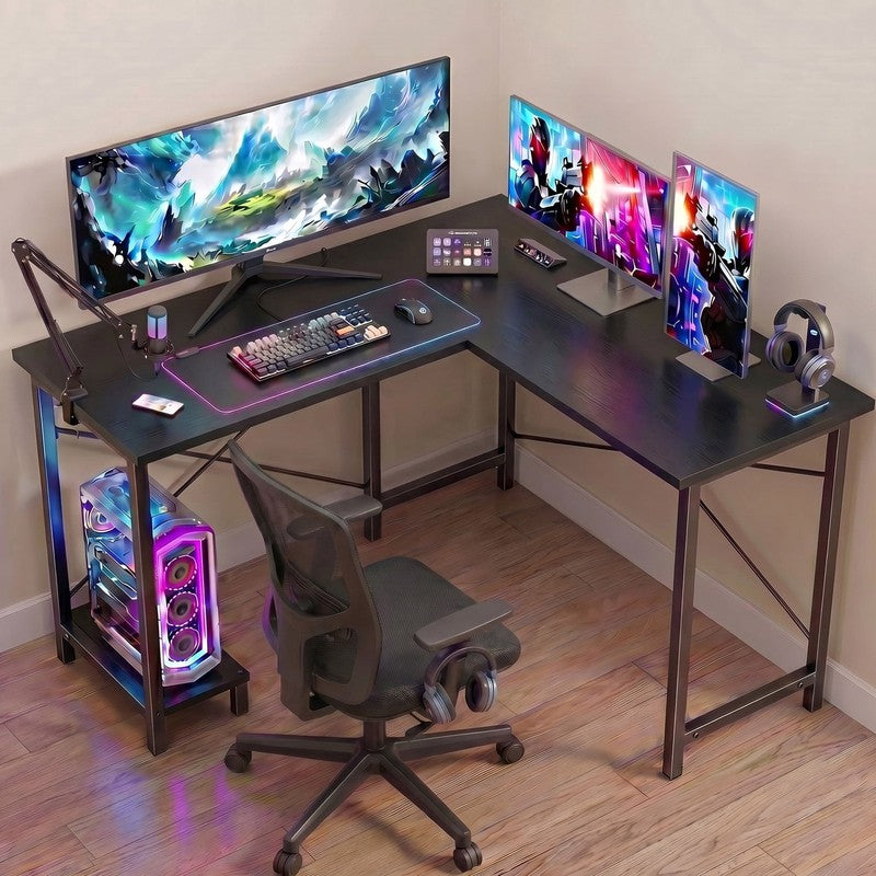 50 Inch L Shaped Desk,Computer Desk Corner Desks Gaming Desk PC Table with CPU S1